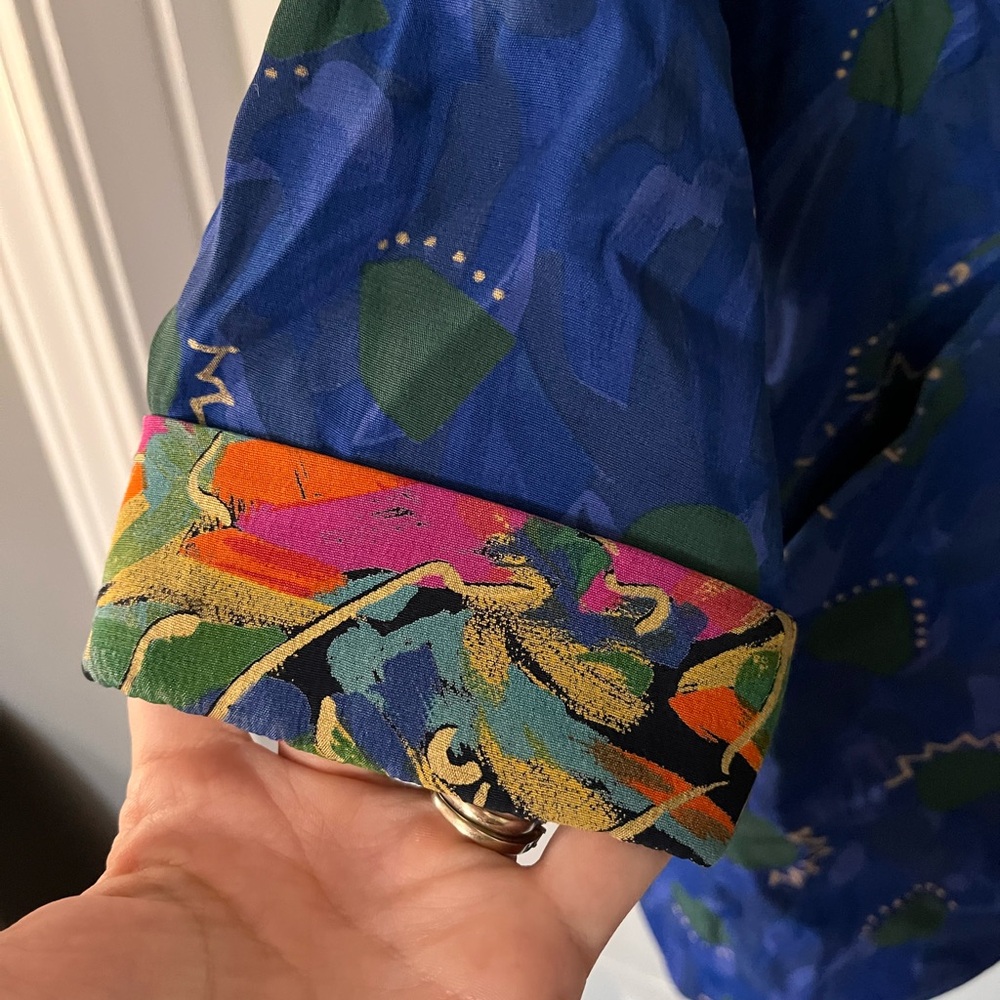 Vintage 1980's Loud print Blazer Platinum by Dorothy Schoelen 80s vibrant Size S - Picture 4 of 7